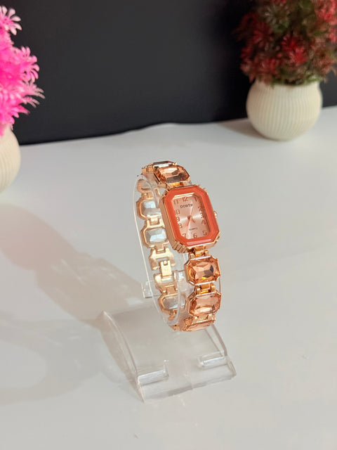 Rose-Gold Stone Bracelet Watch | Ladies Watch