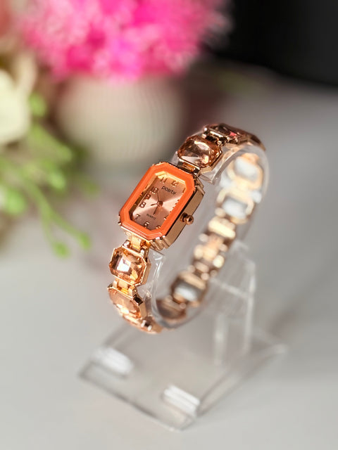 Rose-Gold Stone Bracelet Watch | Ladies Watch