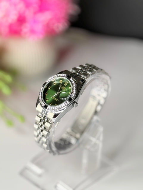 Ro-lex Date-Just Diamond Edition Green dial | Ladies Watch