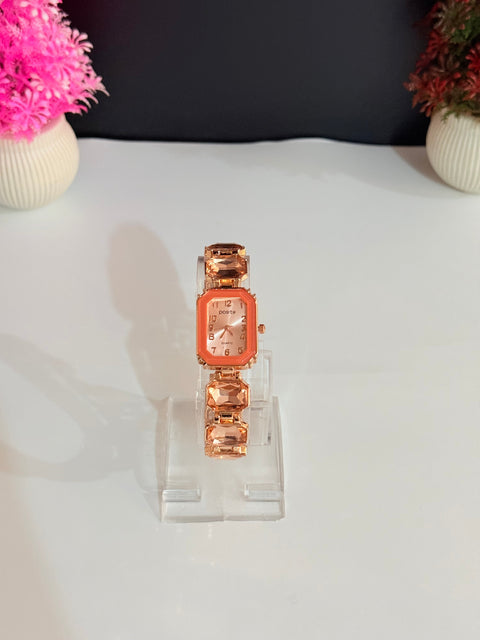 Rose-Gold Stone Bracelet Watch | Ladies Watch